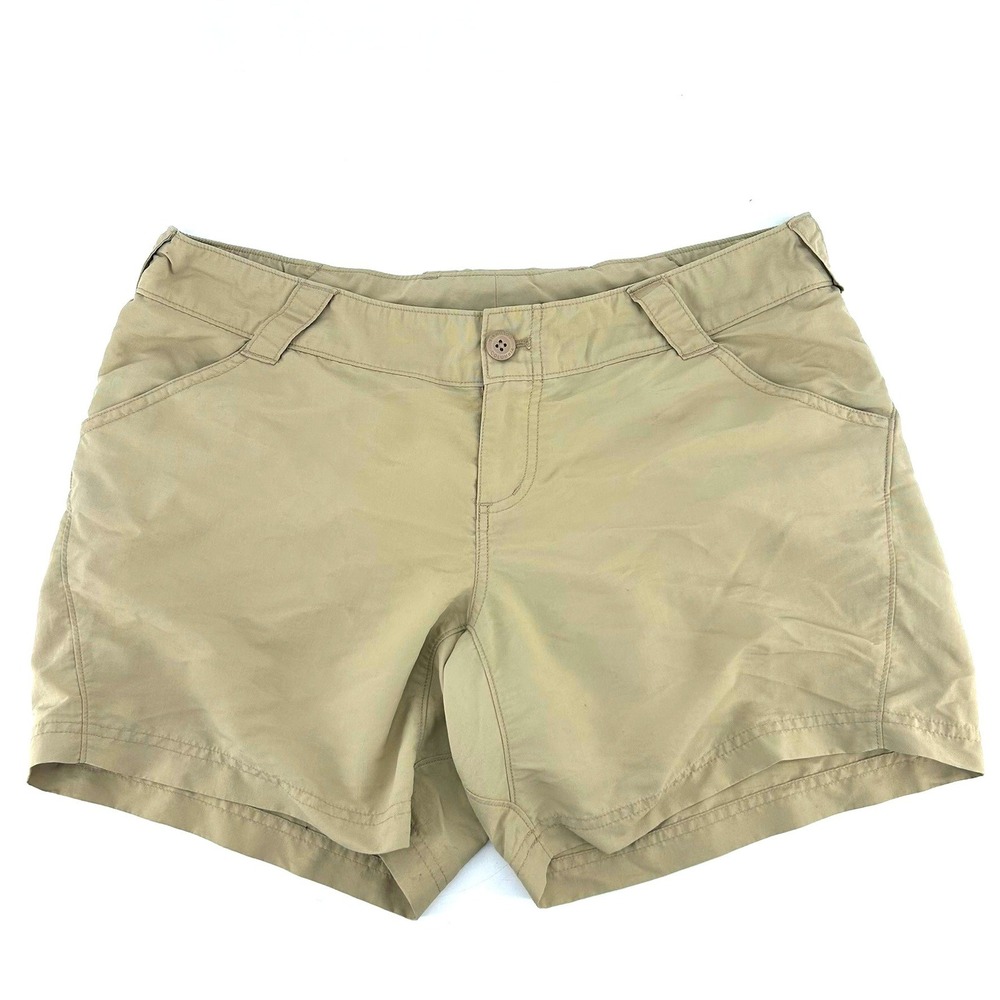 Columbia PFG Womens Khaki Nylon Performance Fishing Shorts Size L 6" Inseam